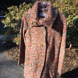 Diara Multi-Color Turtle Neck Long Sweater Jacket